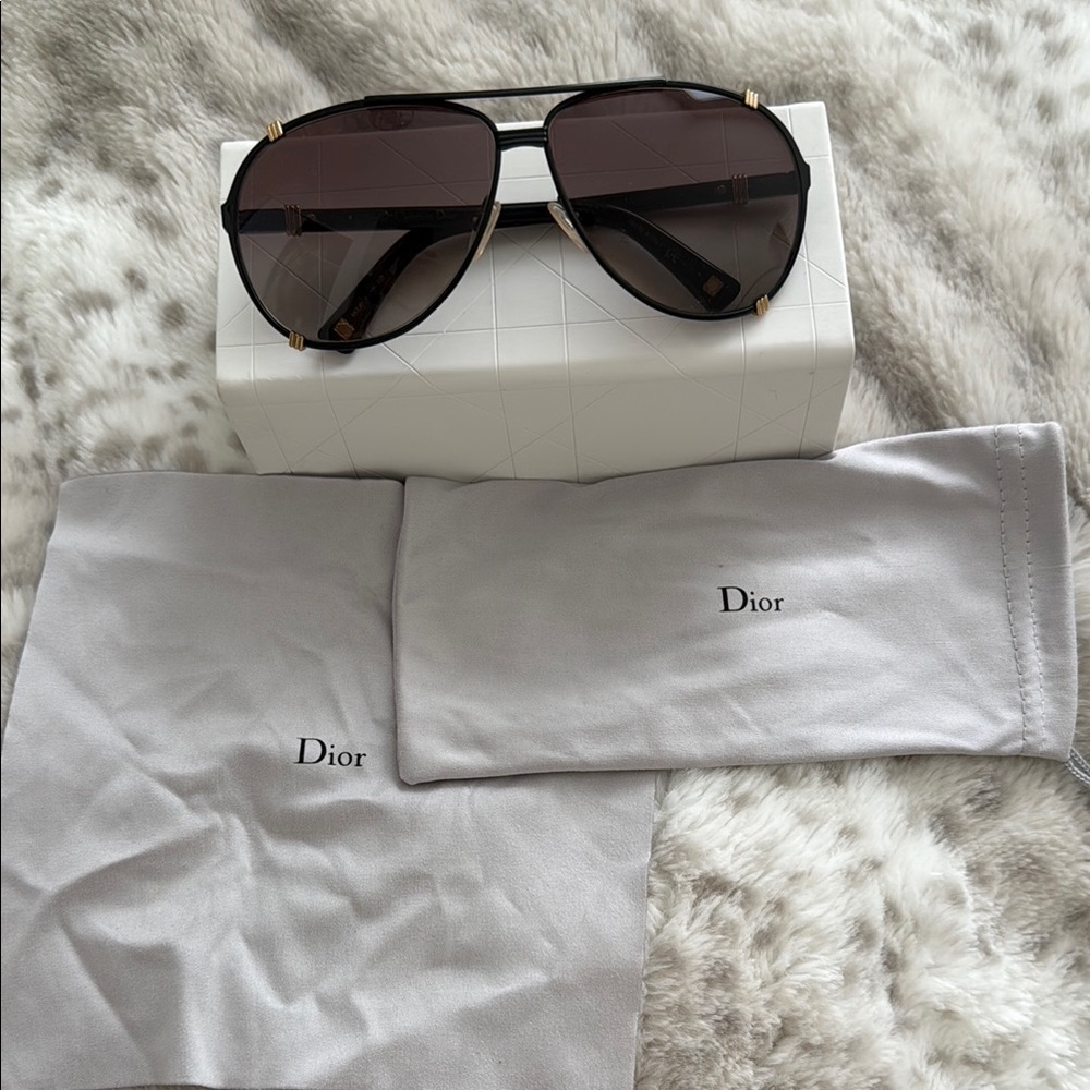 Dior Black and Gold Aviator Sunglasses
